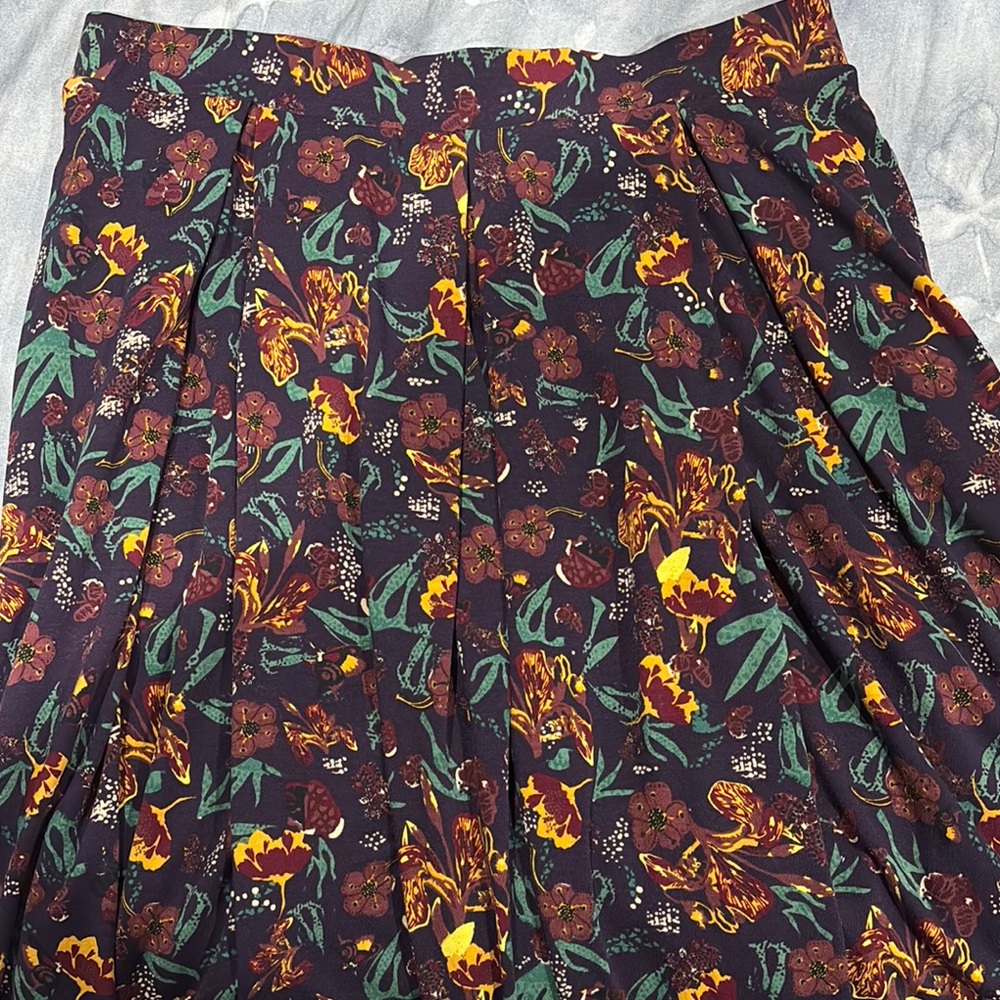 LuLaRoe Orange Yellow A-Line Pleated Skirt